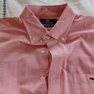 Vineyard Vines pink chambray linen shirt